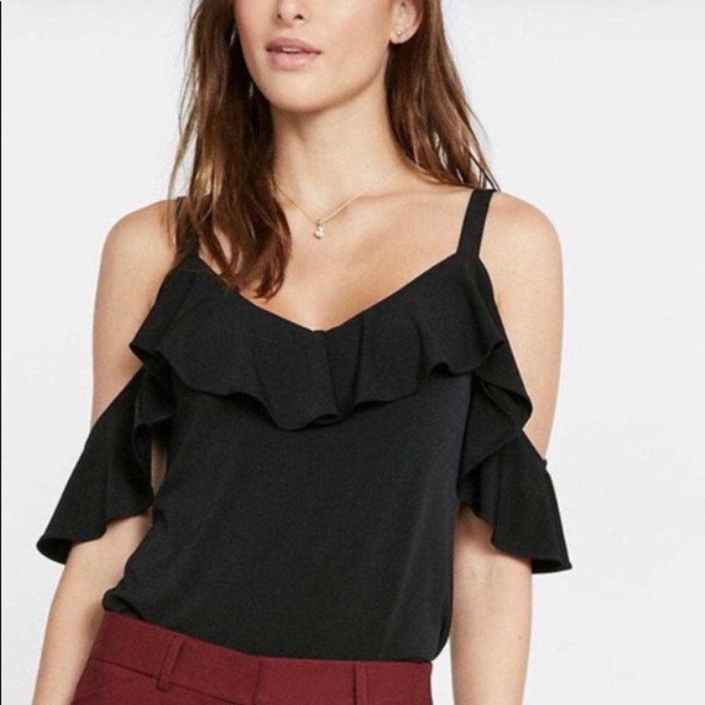 Express Cold shoulder black top